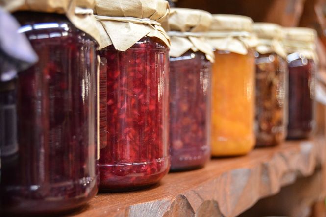 Preserves on a shelf